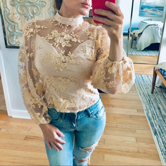 Peach Tops - NWT Peach floral blouse